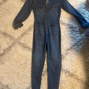 Free People Blue Denim Top